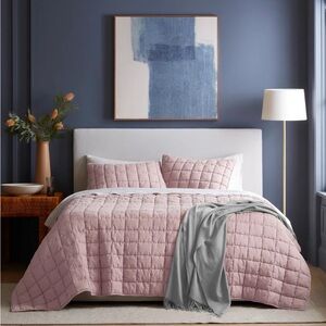 QUINCE Linen Box Quilt King Cal King Dusty Mauve